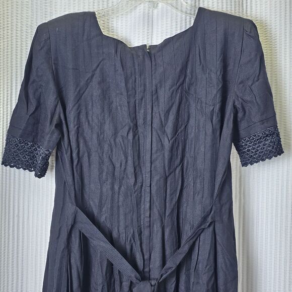 VTG Maxi rayon gauze wgt Sarah Elizabeth Cottagecore Eyelet Short Sleeve Dress - Picture 6 of 11